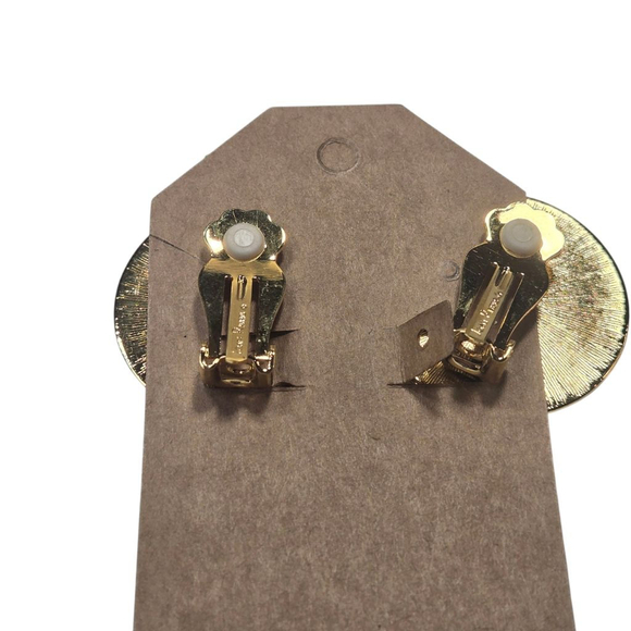 Women's Joan Rivers Chunky Cabochon Clip On Earrings One Size Orange White - Picture 3 of 7